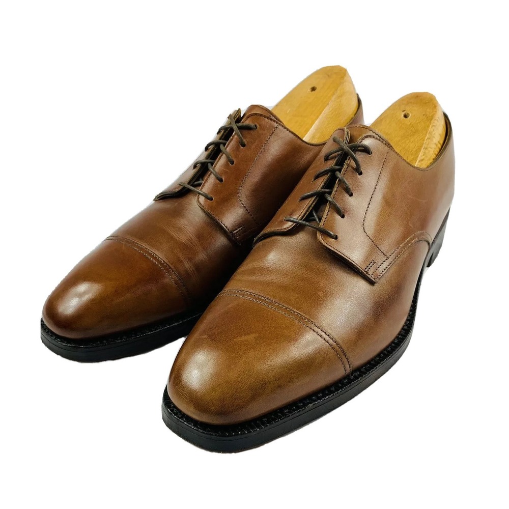 Brooks Brothers Peal & Co Brown Captoe Leather Mens Dress Shoes 9.5 D 1691 324